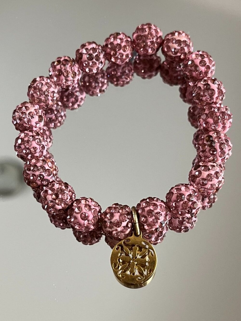 Rustic Cuff Shambala Pink Gold Logo Stretch Bracelet